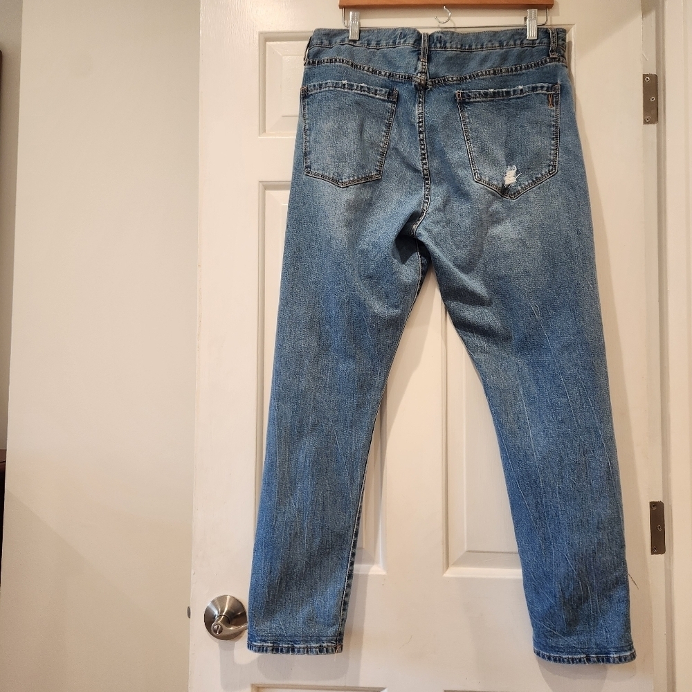 Vintage America Button Fly Jeans Women’s Size 32 Distressed Fringe Cuff Convert - Picture 8 of 16